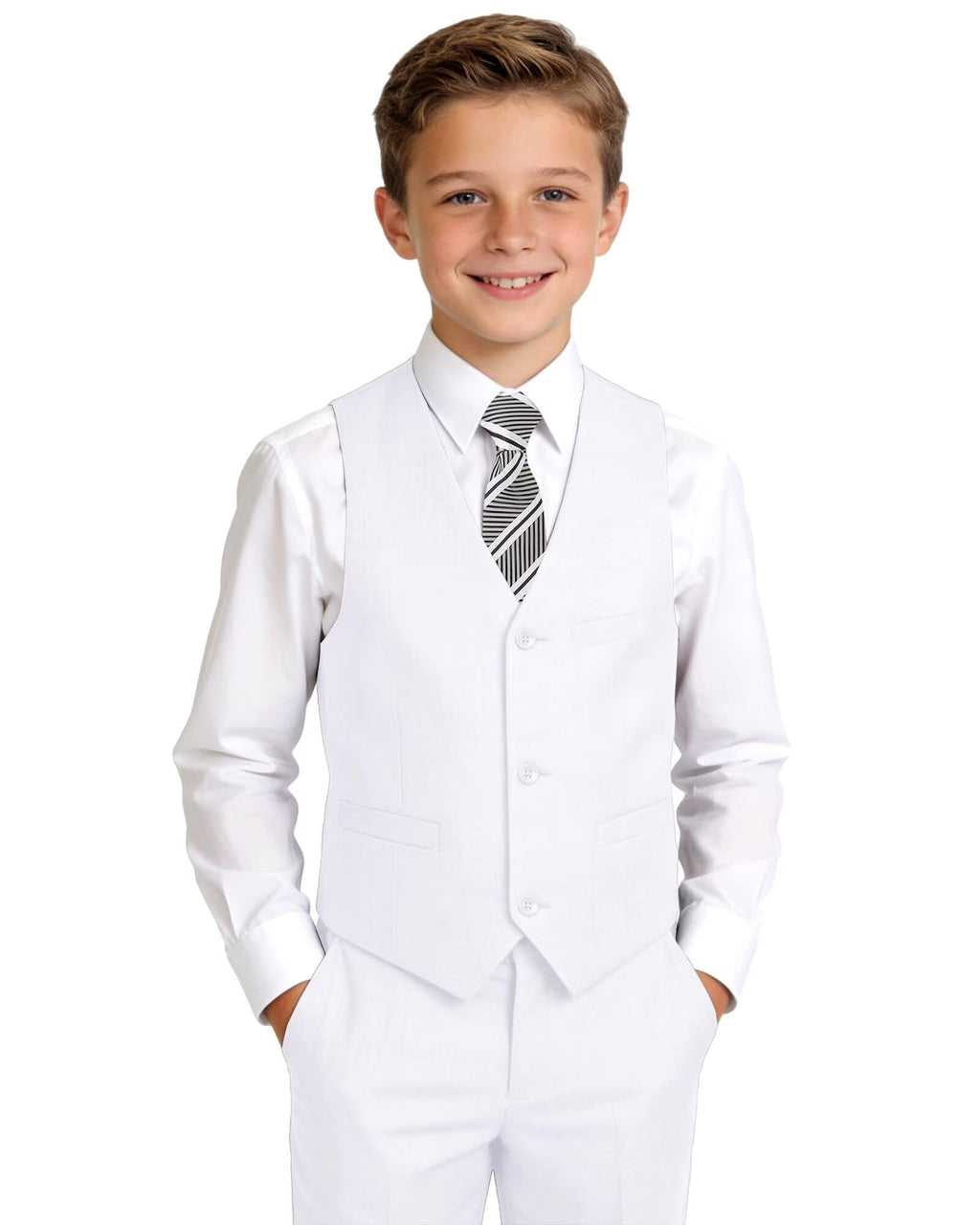 Boys Suits Kids Dress Vest Pants Set Ring Bearer Outfit 5-16Y