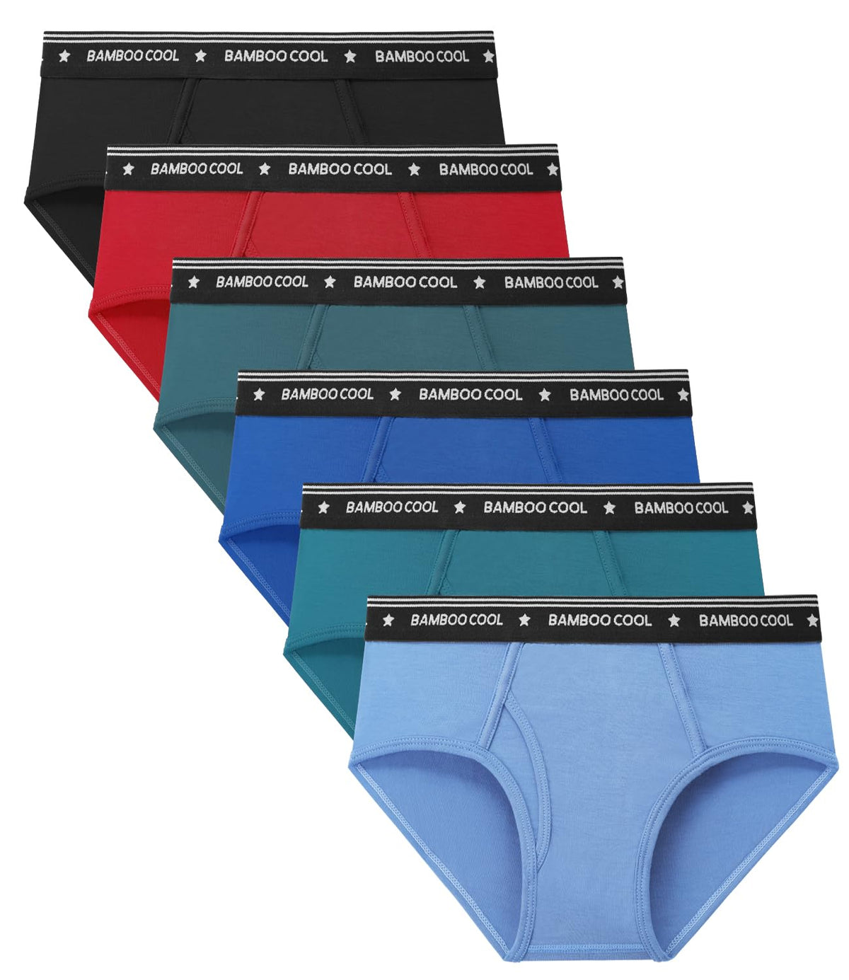 BAMBOO COOL Boys Briefs Underwear 2-18 Years Tag-Free Breathable Moisture-Wicking Bamboo Underwear 6 Pack