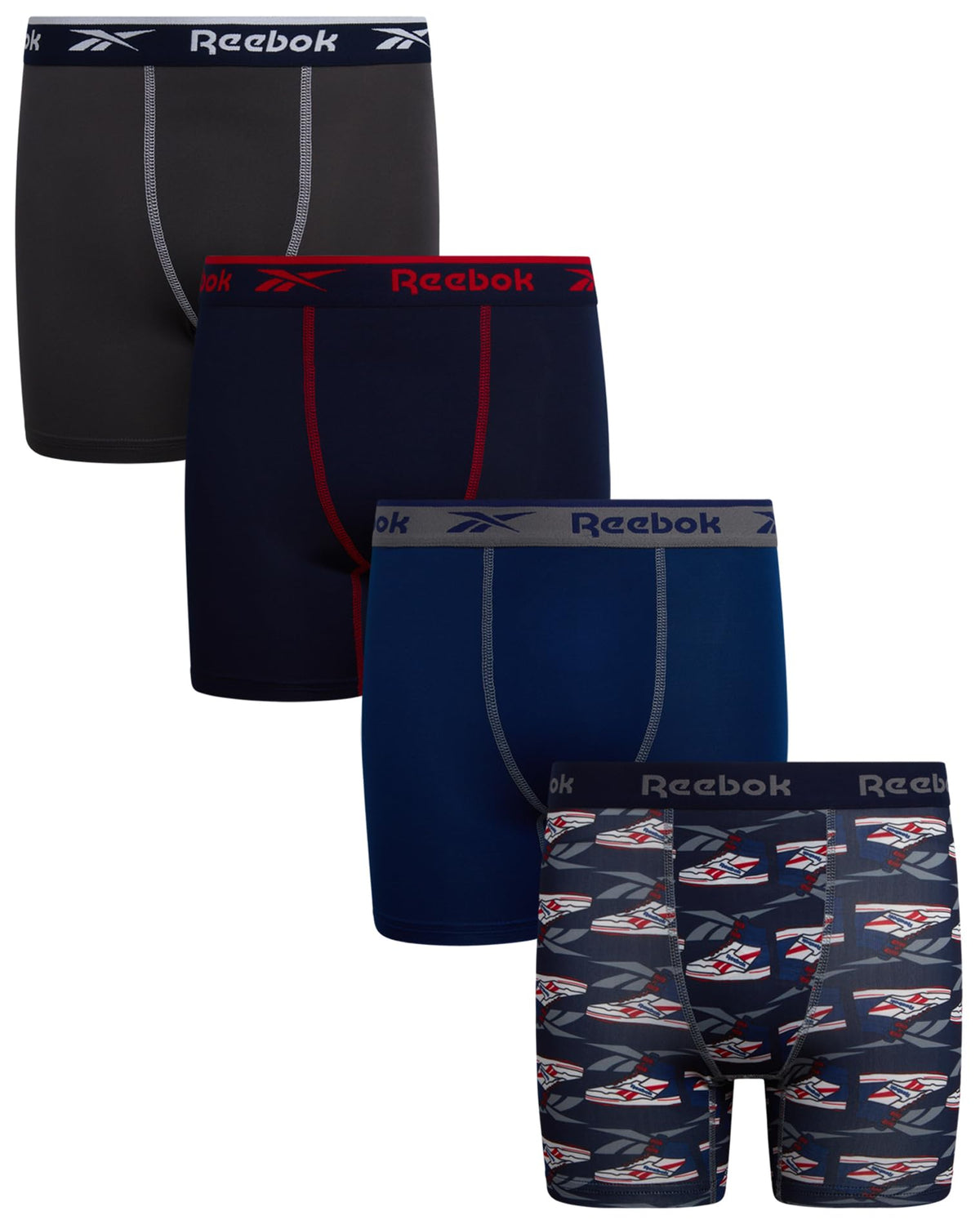 Reebok Boys Boxer Briefs - 4 Pack Performance Underwear Boxers, 5" Inseam