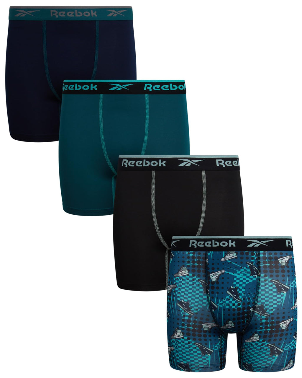 Reebok Boys Boxer Briefs - 4 Pack Performance Underwear Boxers, 5" Inseam