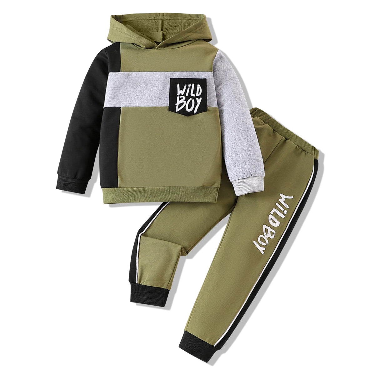 2-6T Toddler Baby Boy Clothes Color Blocking Hoodies + Pants Fall Winter Outfits