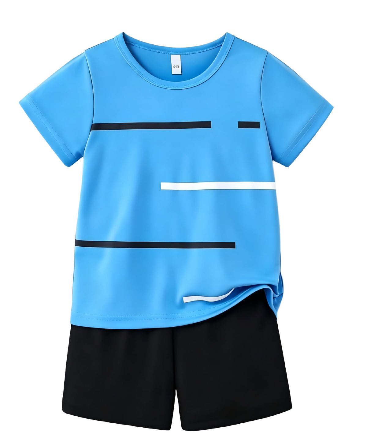 4-8T Toddler Boys 2-Piece Summer Casual Outfit Striped Print Short Sleeve T-Shirt & Shorts Set