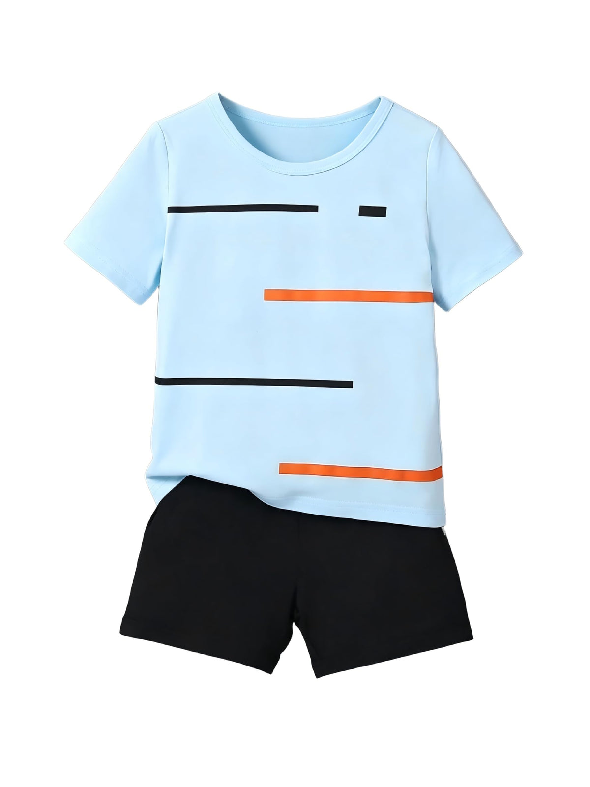 4-8T Toddler Boys 2-Piece Summer Casual Outfit Striped Print Short Sleeve T-Shirt & Shorts Set