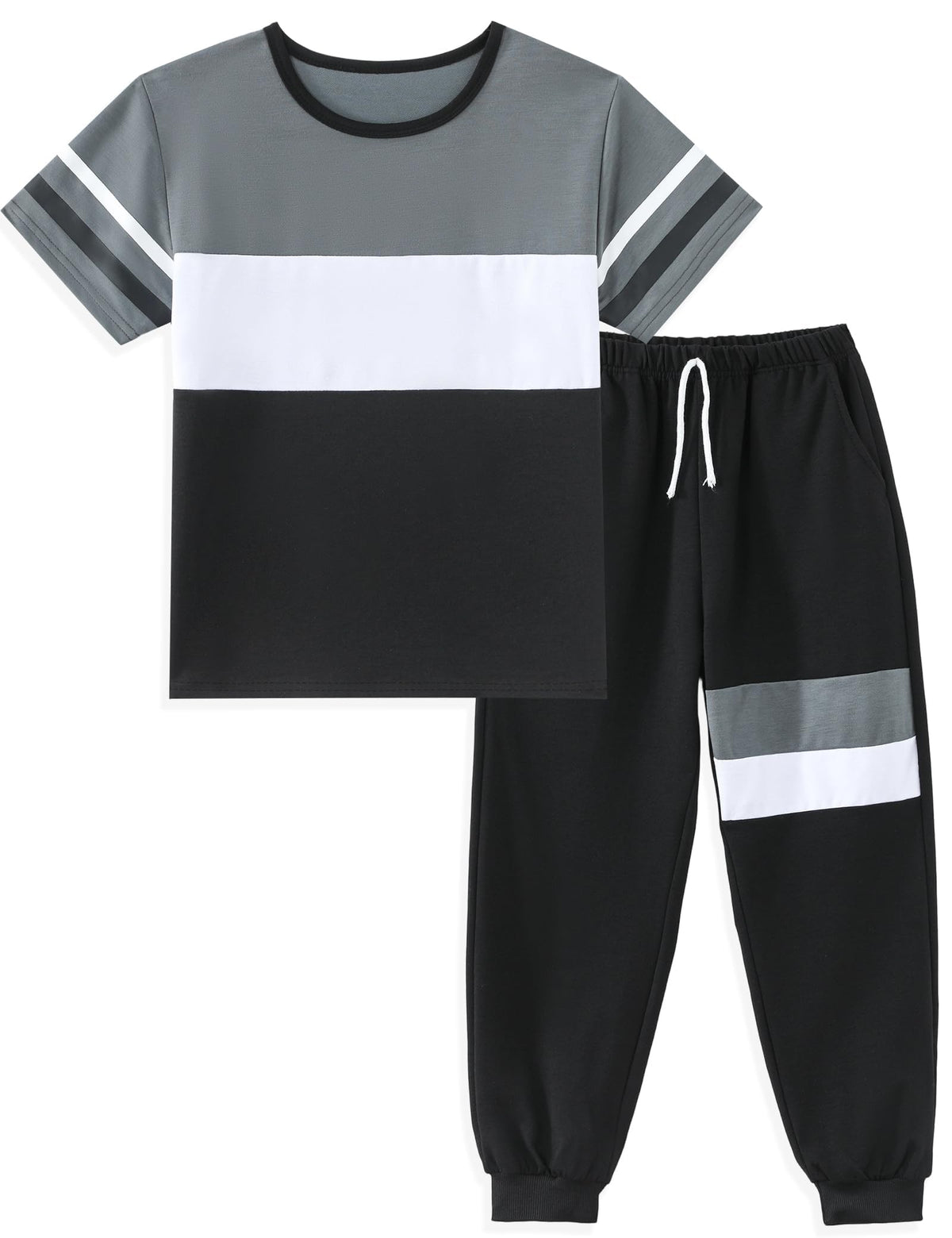 Boys Clothes 2 Piece Color Block Short Sleeve T-Shirt and Active ColorBlock Pants Casual Clothing Outfits