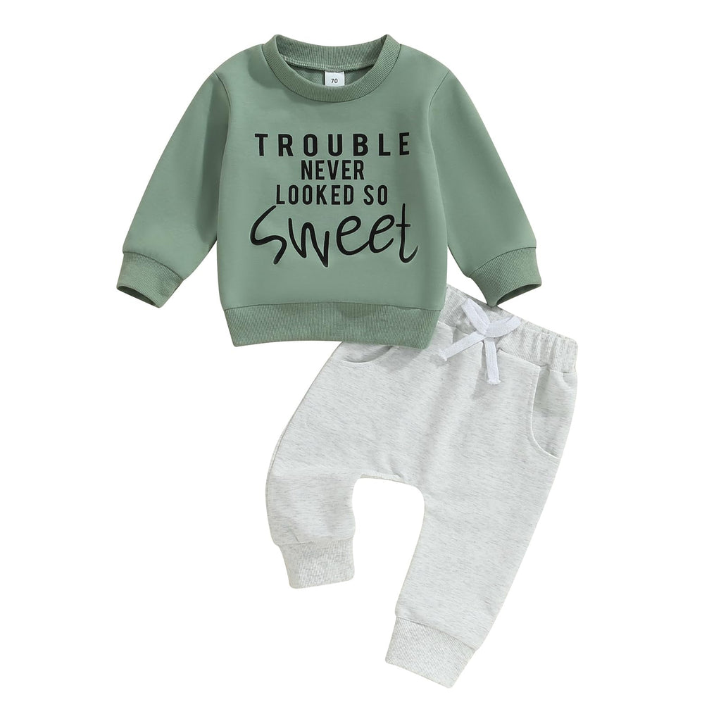 Toddler Baby Boy Fall Clothes Letter Print Tops Pants Outfits