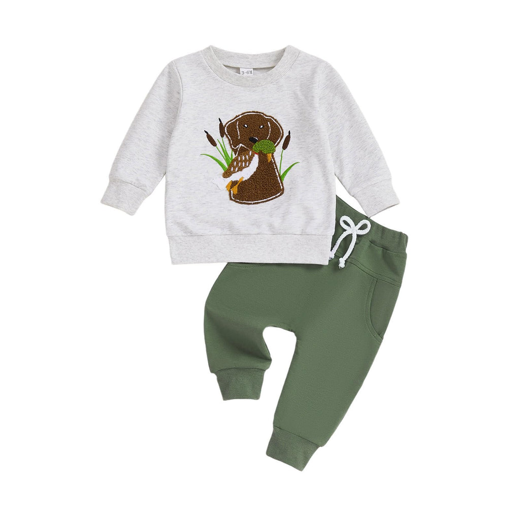 Baby Boy Outfits Embroidered Sweatshirt Pants Set Fall Winter Clothes