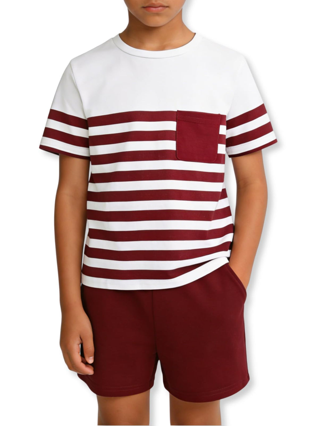Boys Summer Outfits 2 Piece Striped Top and Shorts Casual Kids Clothing Set