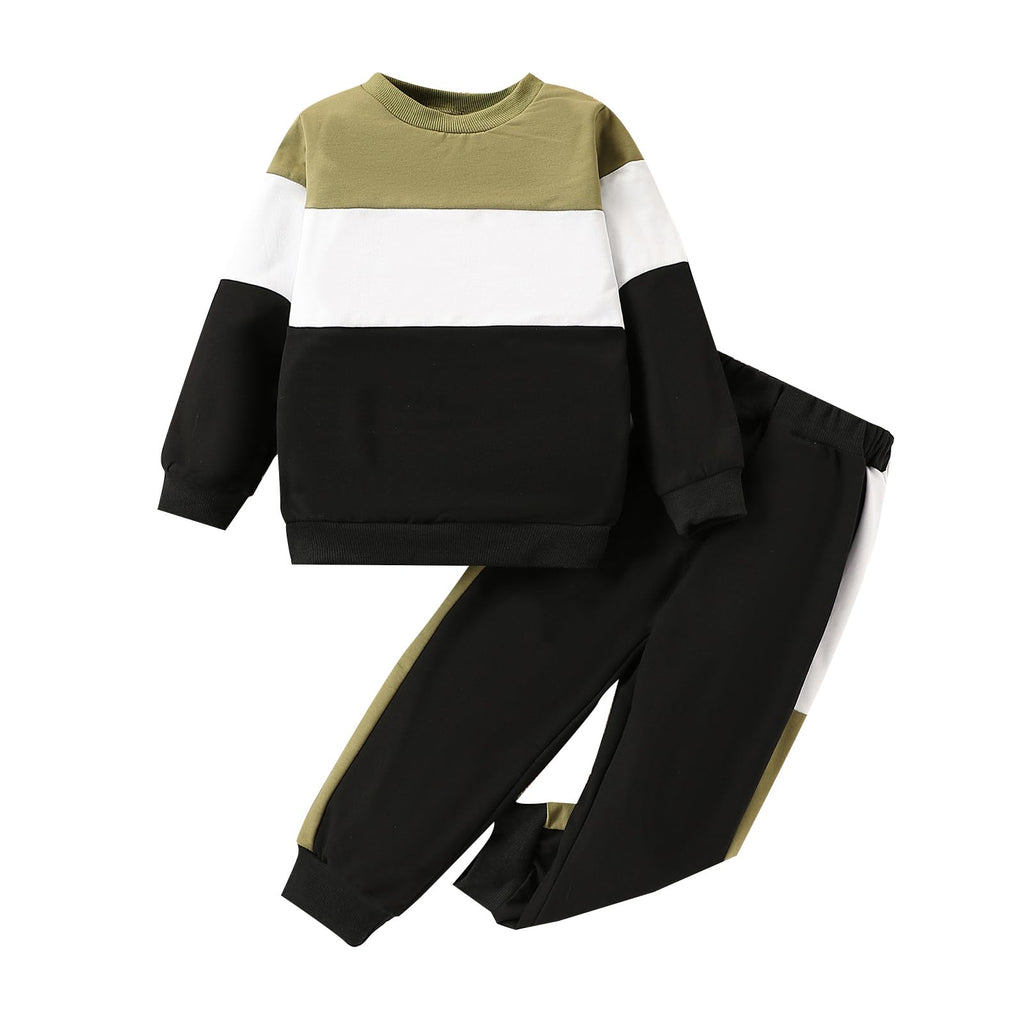 Cakaner Boys Color Block Button Down Shirt and Jogger Pants Button Up Sweatsuits Sets (Size: 5-12T)