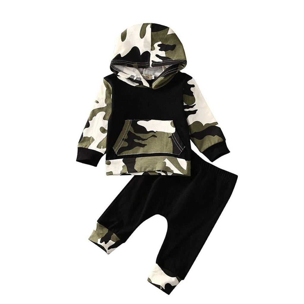 2Pcs Baby Boys Hoodie Tops Pants Set Dinosaur Deer Print Sweatsuit Fall Winter Outfits