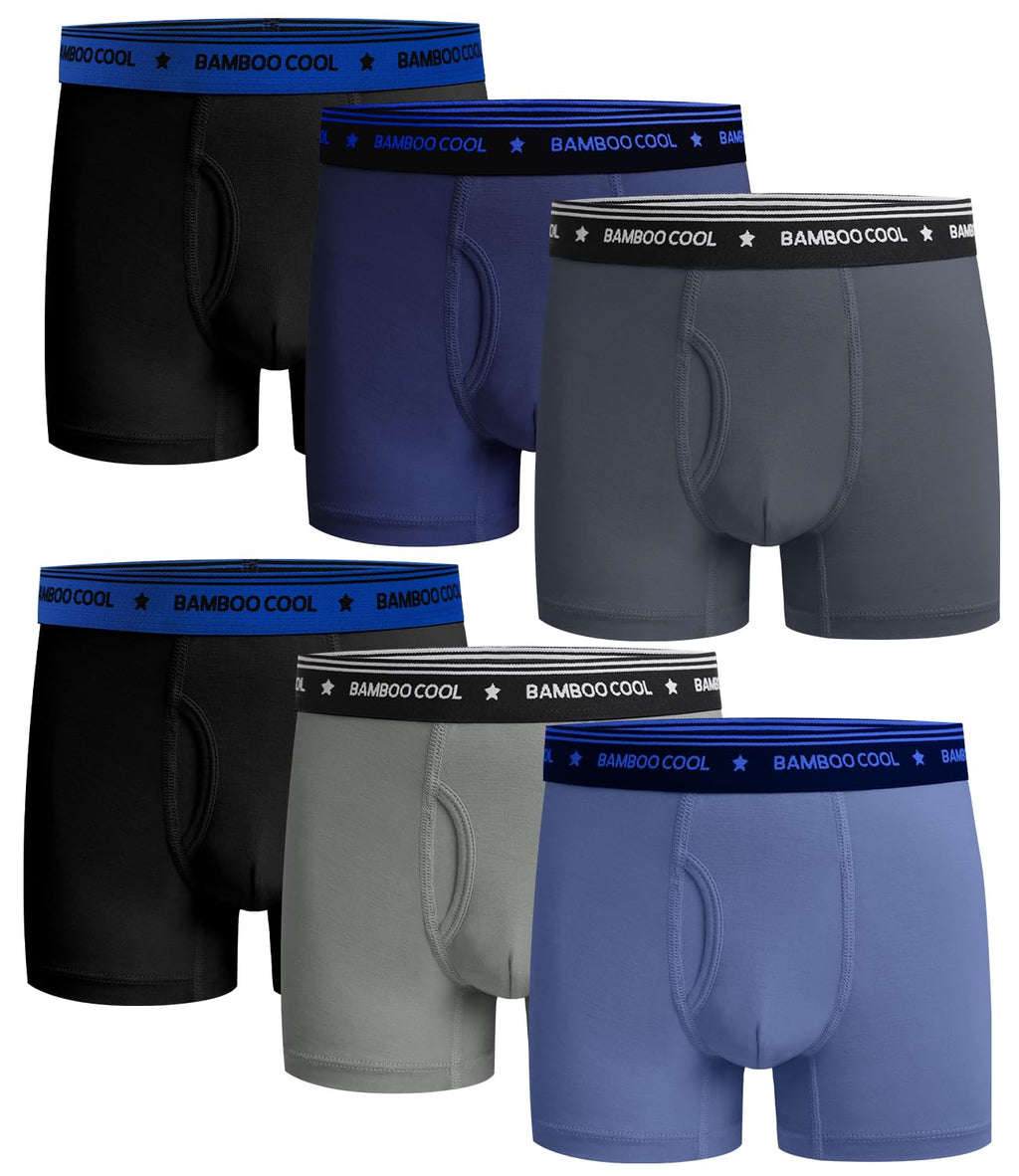 BAMBOO COOL Boys Underwear Boxer Briefs Tagless Moisture Wicking 6-Pack