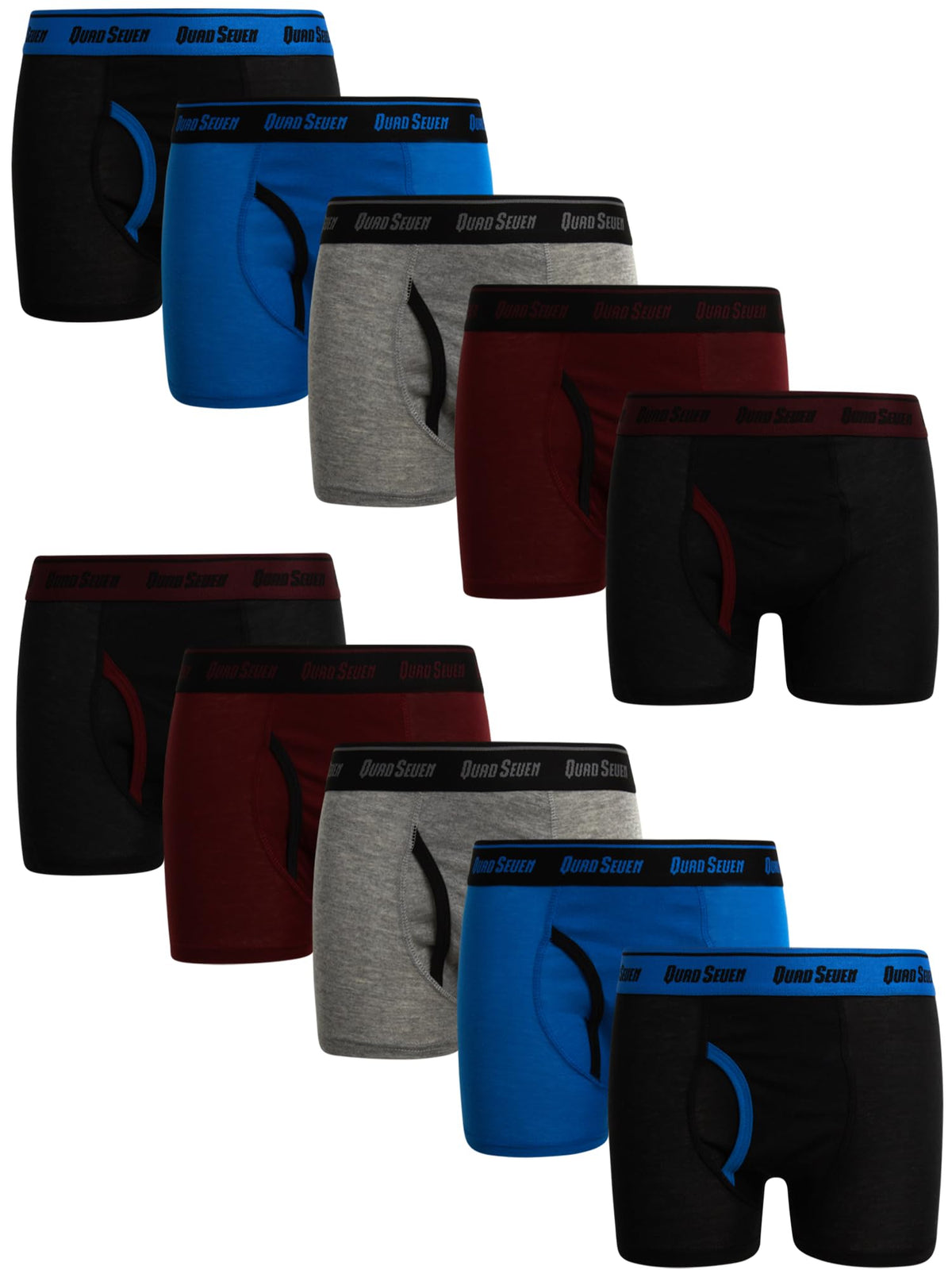 Quad Seven Boys Boxer Briefs 10 Pack Cotton Underwear (4-14)