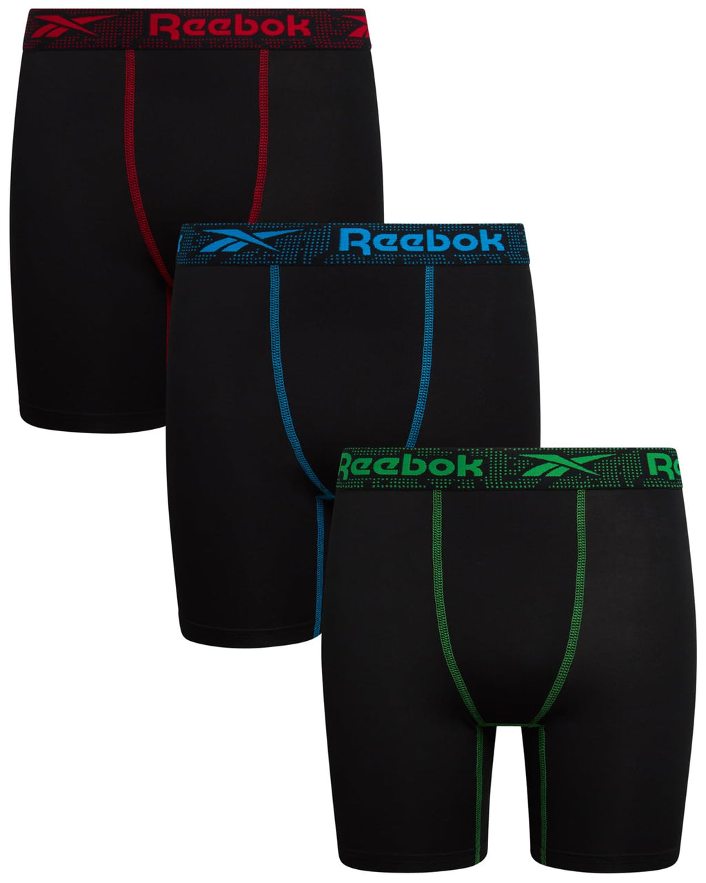 Reebok Boys Boxer Briefs 3 Pack Performance Underwear with Pouch, 6” Inseam