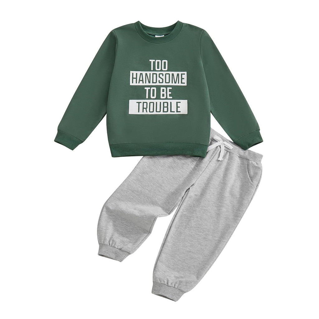 Toddler Baby Boy Fall Clothes Letter Print Tops Pants Outfits