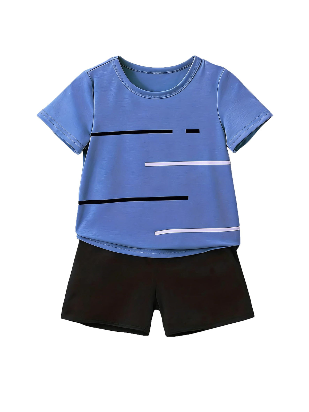 4-8T Toddler Boys 2-Piece Summer Casual Outfit Striped Print Short Sleeve T-Shirt & Shorts Set