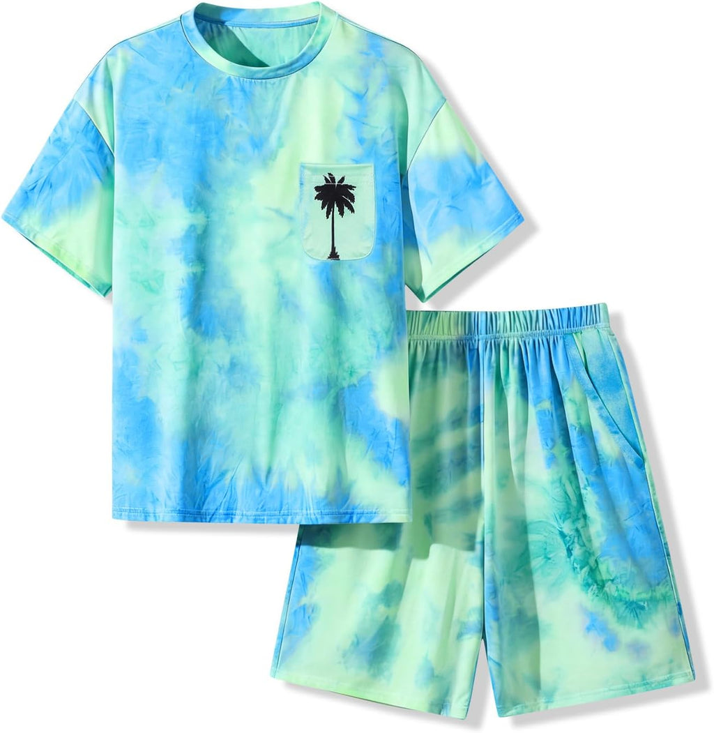 Boys Summer Clothes 2 Piece Sleeveless Tank Tops Workout Casual Shorts Set Summer Outfits for Teen Tween Boys 6-12Y