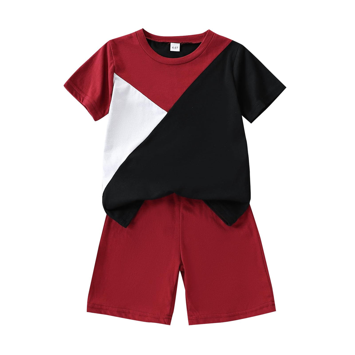Ayzozuy Boy Clothes Colorblock Top + Drawstring Waist Shorts 2 Pieces Kid Summer Outfits Set
