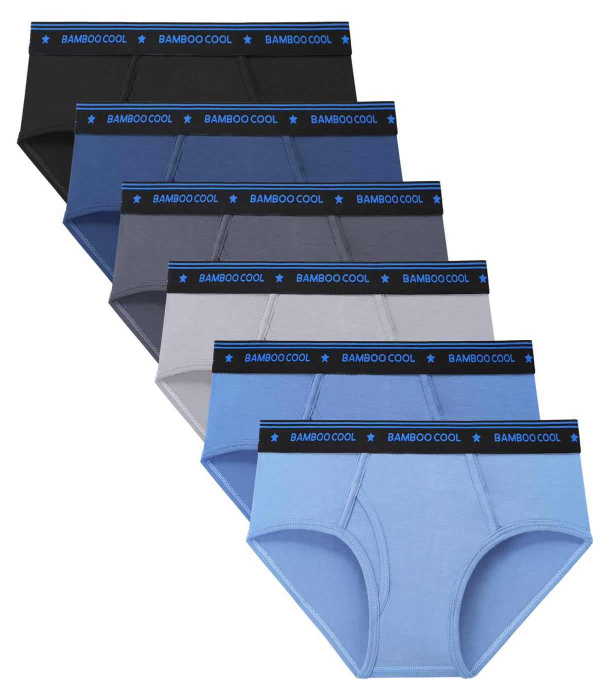 BAMBOO COOL Boys Briefs Underwear 2-18 Years Tag-Free Breathable Moisture-Wicking Bamboo Underwear 6 Pack