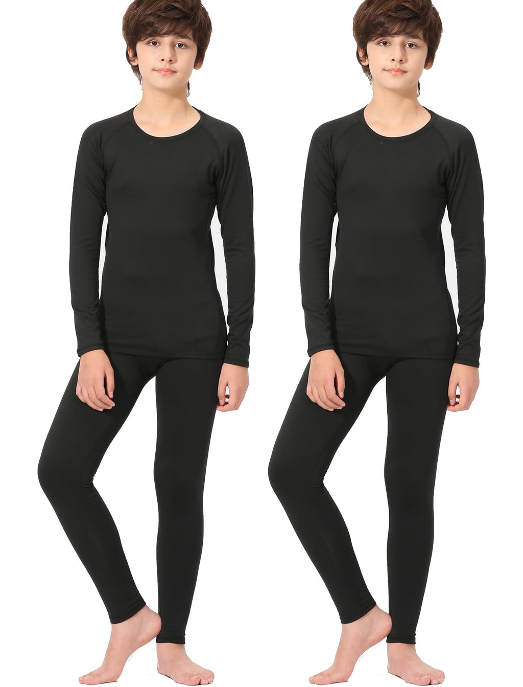 2-Set Boys Thermal Underwear Set Fleece Lined Compression Long Johns