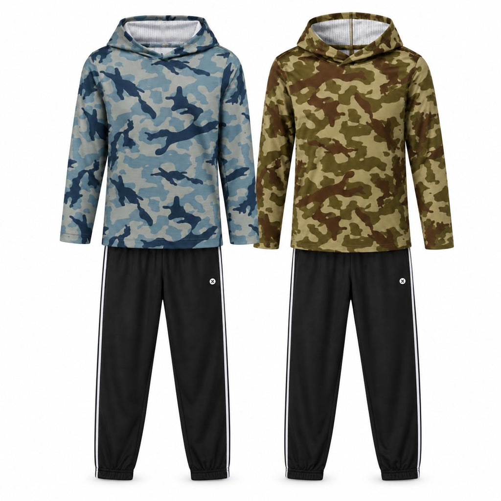 RBX Boys Tracksuit 4 Piece Waffle Thermal Hoodie & Tricot Jogger Sweatpants