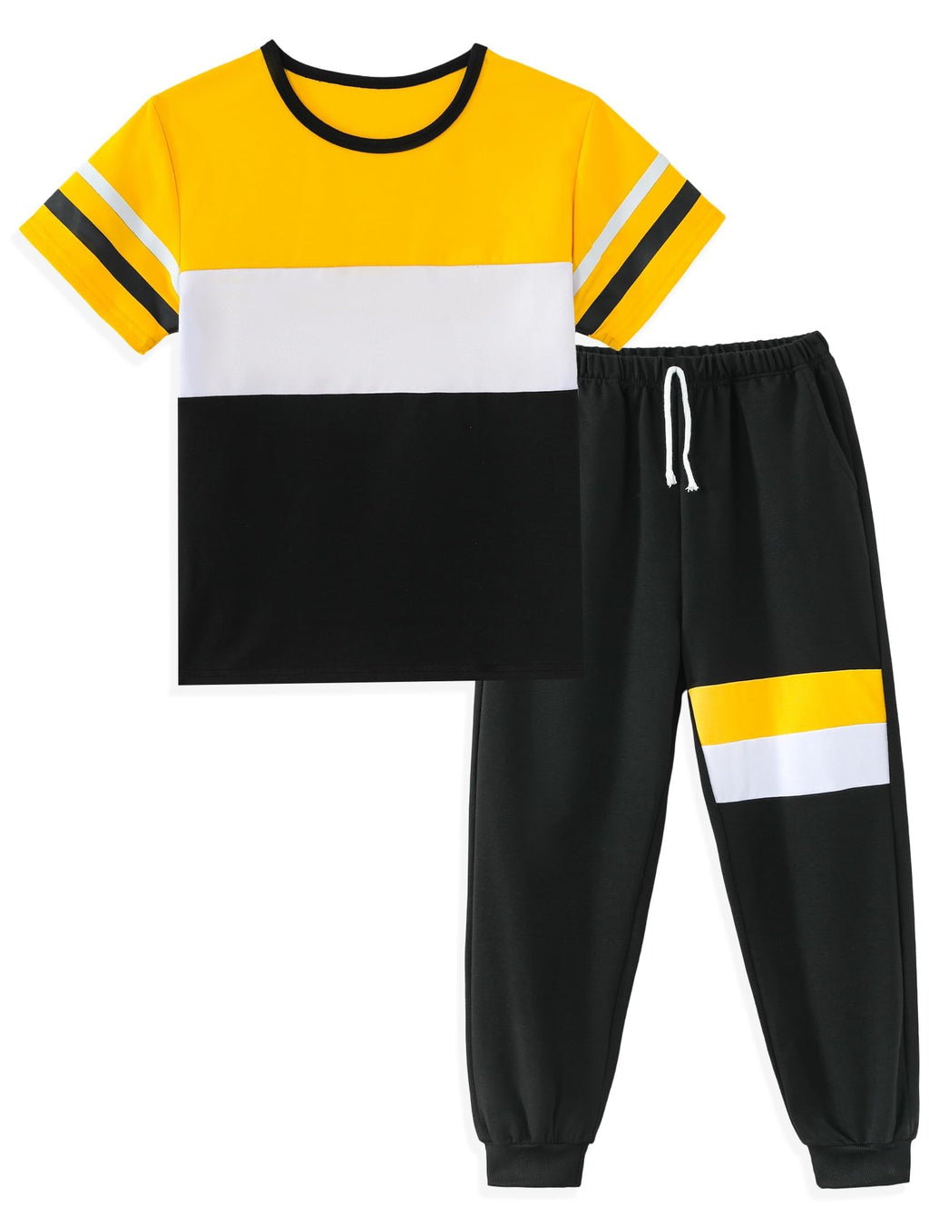 Boys Clothes 2 Piece Color Block Short Sleeve T-Shirt and Active ColorBlock Pants Casual Clothing Outfits