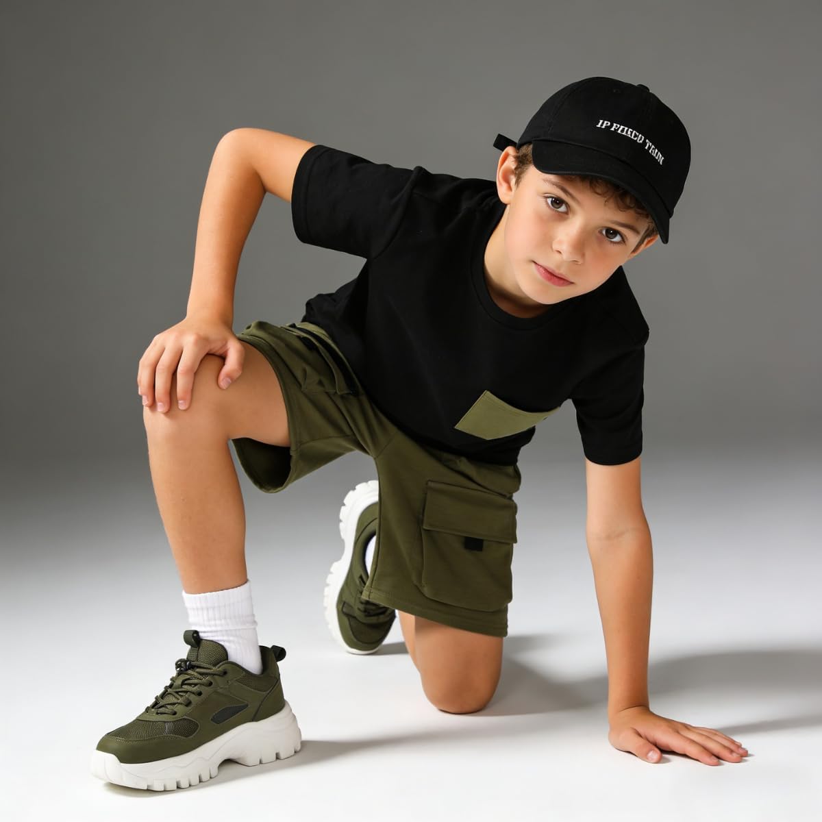 Azmxynol Tween Boys Clothes Daily Casual Short Sleeve Top + Cargo Shorts 2 Pieces Outfit Set, Size 6-14 Years