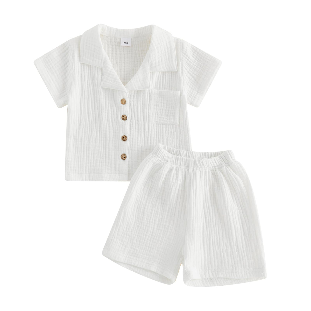 Baby Boys Clothes Set Toddler Infant Boys Button-down Shirt Tops + Cotton Gauze Shorts Summer Outfit 2PCS with Pockets