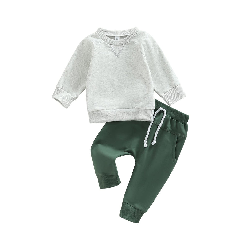 allshope Toddler Baby Boy Fall Outfit Crewneck Long Sleeve Sweatshirt Tops Elastic Pants Jogger Cute Newborn Clolthes Set