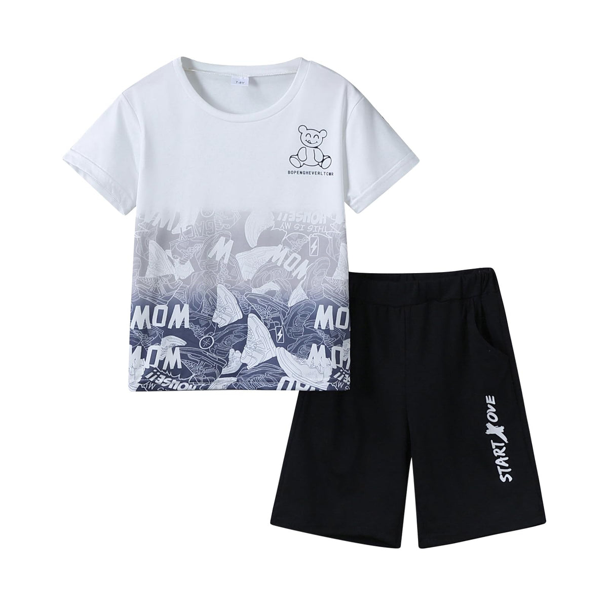 Ayzozuy Boy Clothes Colorblock Top + Drawstring Waist Shorts 2 Pieces Kid Summer Outfits Set