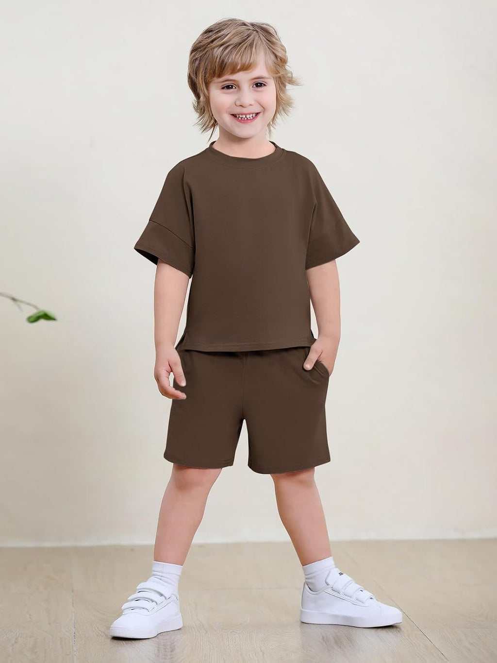Haloumoning Toddler Baby Boy 2 Piece Summer Outfits Kids Casual Short Sleeve T-Shirts and Elastic Waist Shorts Set 1-8 Years