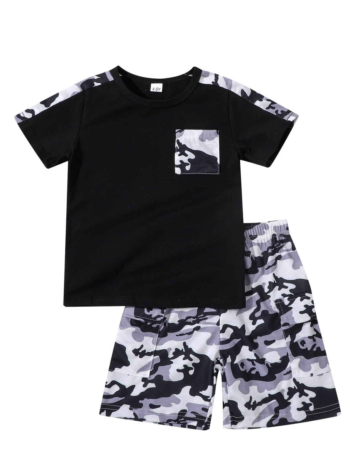 Ayzozuy Boy Clothes Colorblock Top + Drawstring Waist Shorts 2 Pieces Kid Summer Outfits Set