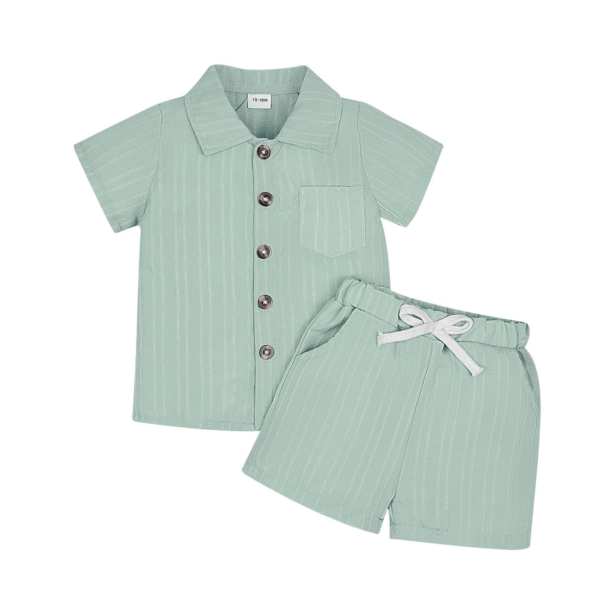 Toddler Boy Clothes Ribbed Button Shirt Shorts Summer Outfits 1-5T