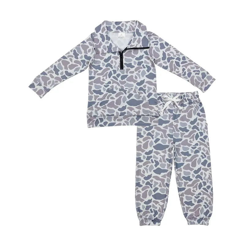 Boys  Camo 2-Piece Set - Cute Comfy Casual Sweatshirt & Shorts, Kids' Fashion Must-Haves for 4-5 Years Old Boys, Camouflage Set, Print Set, Child-Sized Boys' Sets