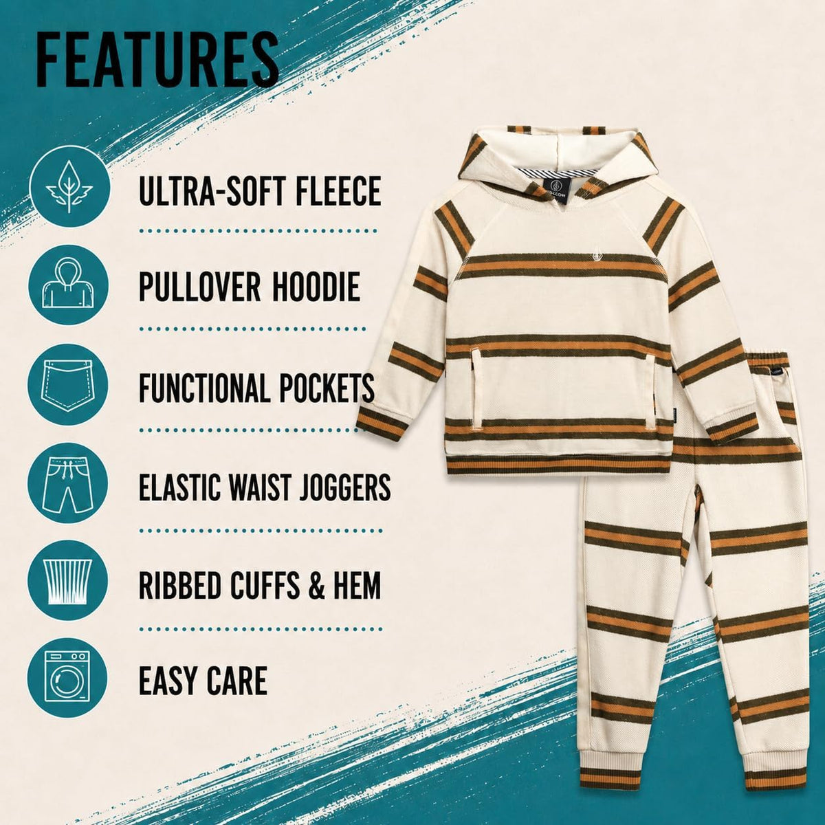Volcom Infant Toddler Baby Boys 2-Piece Fleece Set - Hoodie & Jogger Pants