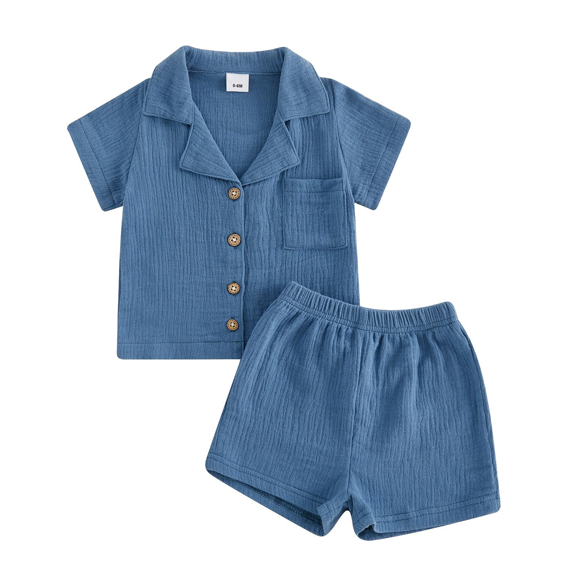 Baby Boys Clothes Set Toddler Infant Boys Button-down Shirt Tops + Cotton Gauze Shorts Summer Outfit 2PCS with Pockets