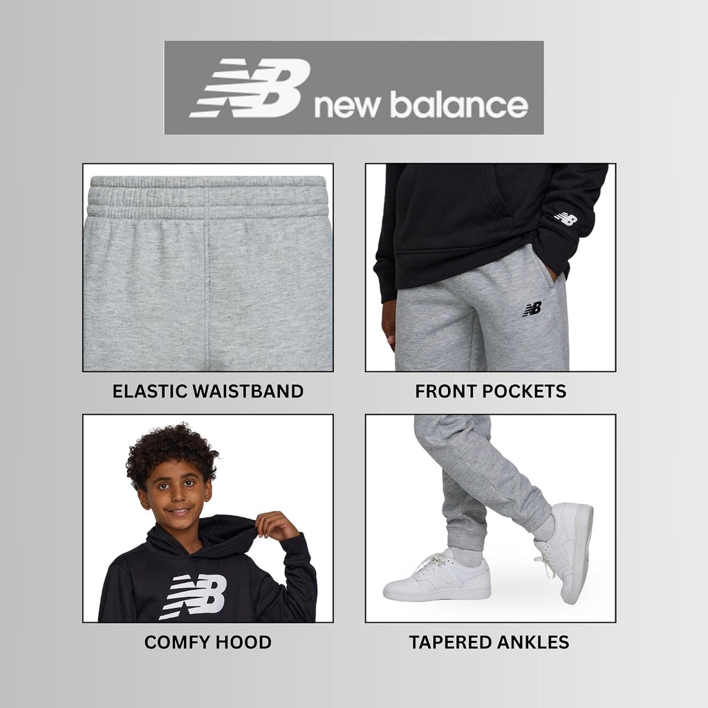 New Balance Boys 2-Piece Hoodie Jogger Set, Athletic Sweatsuit, Size 2T-12