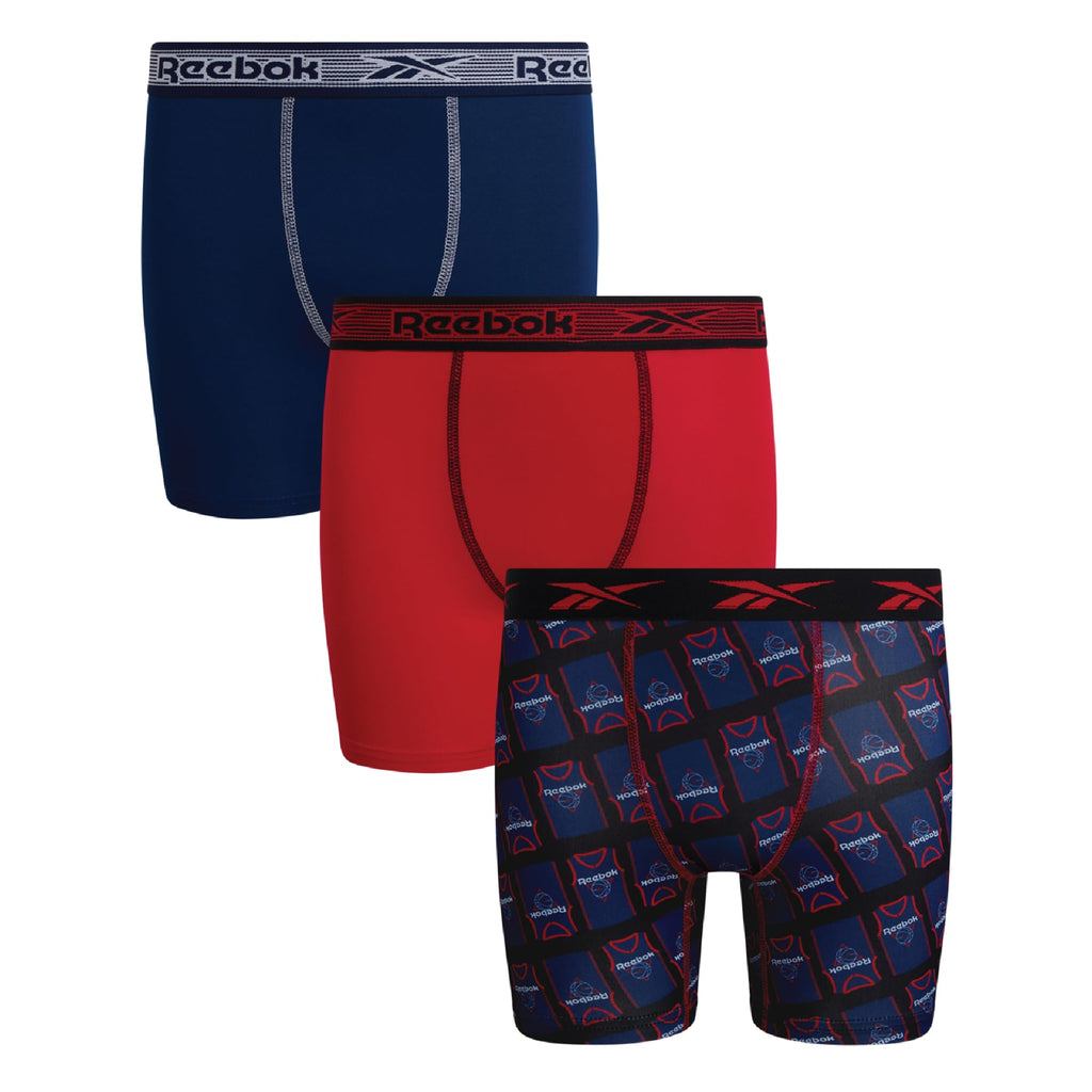 Reebok Boys Boxer Briefs - 3 Pack Performance Underwear Boxers, 5" Inseam