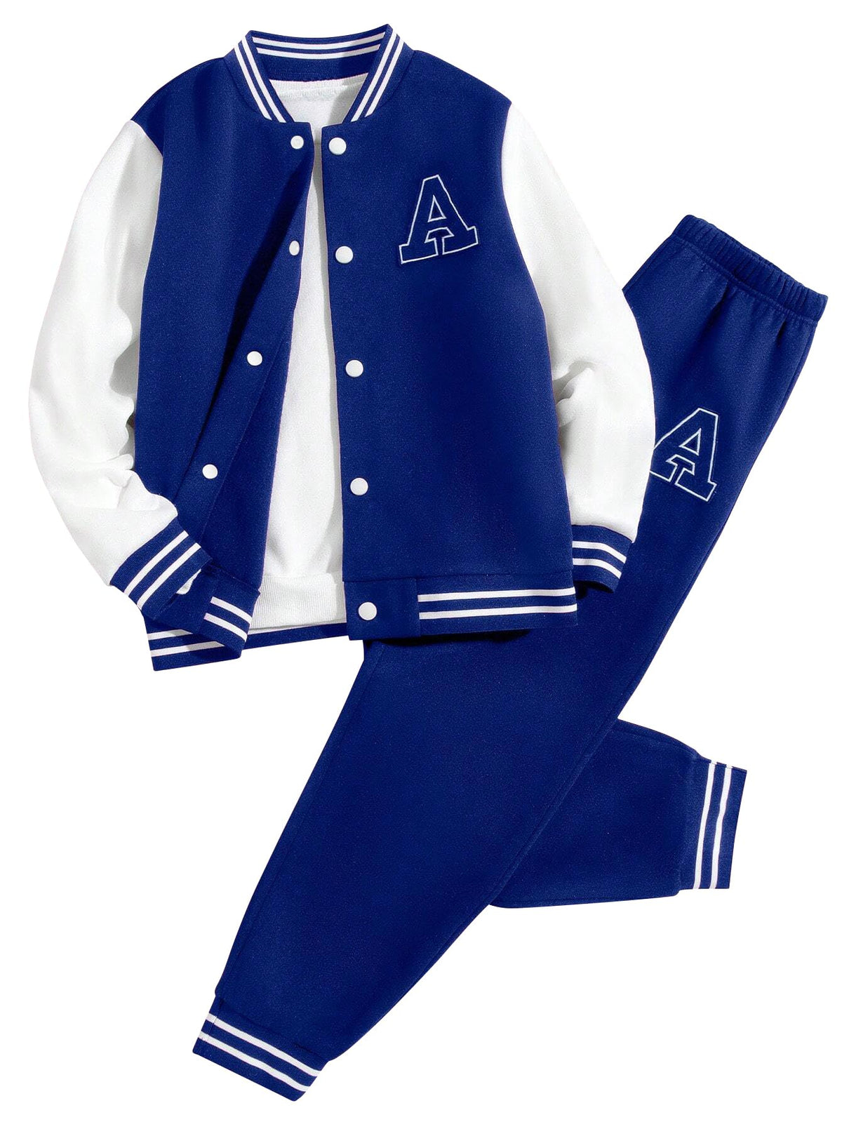 Cakaner Boys Color Block Button Down Shirt and Jogger Pants Button Up Sweatsuits Sets (Size: 5-12T)