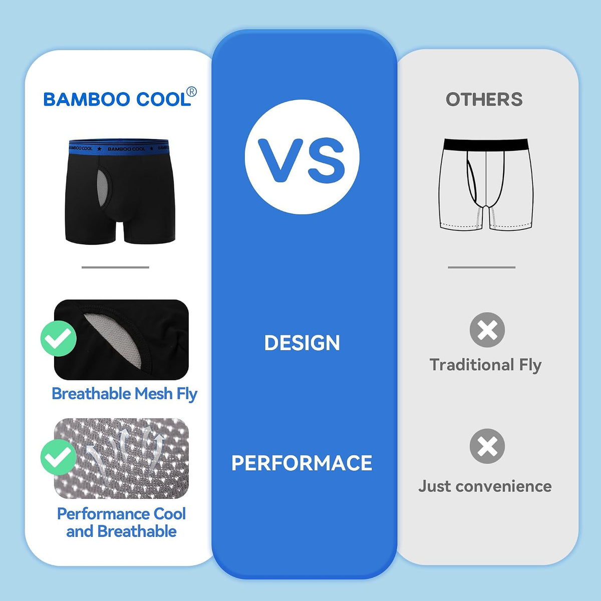 BAMBOO COOL Boy's Underwear Boxer Briefs for Boy Breathable Mesh Fly Zone Moisture-Wicking 6 Pack