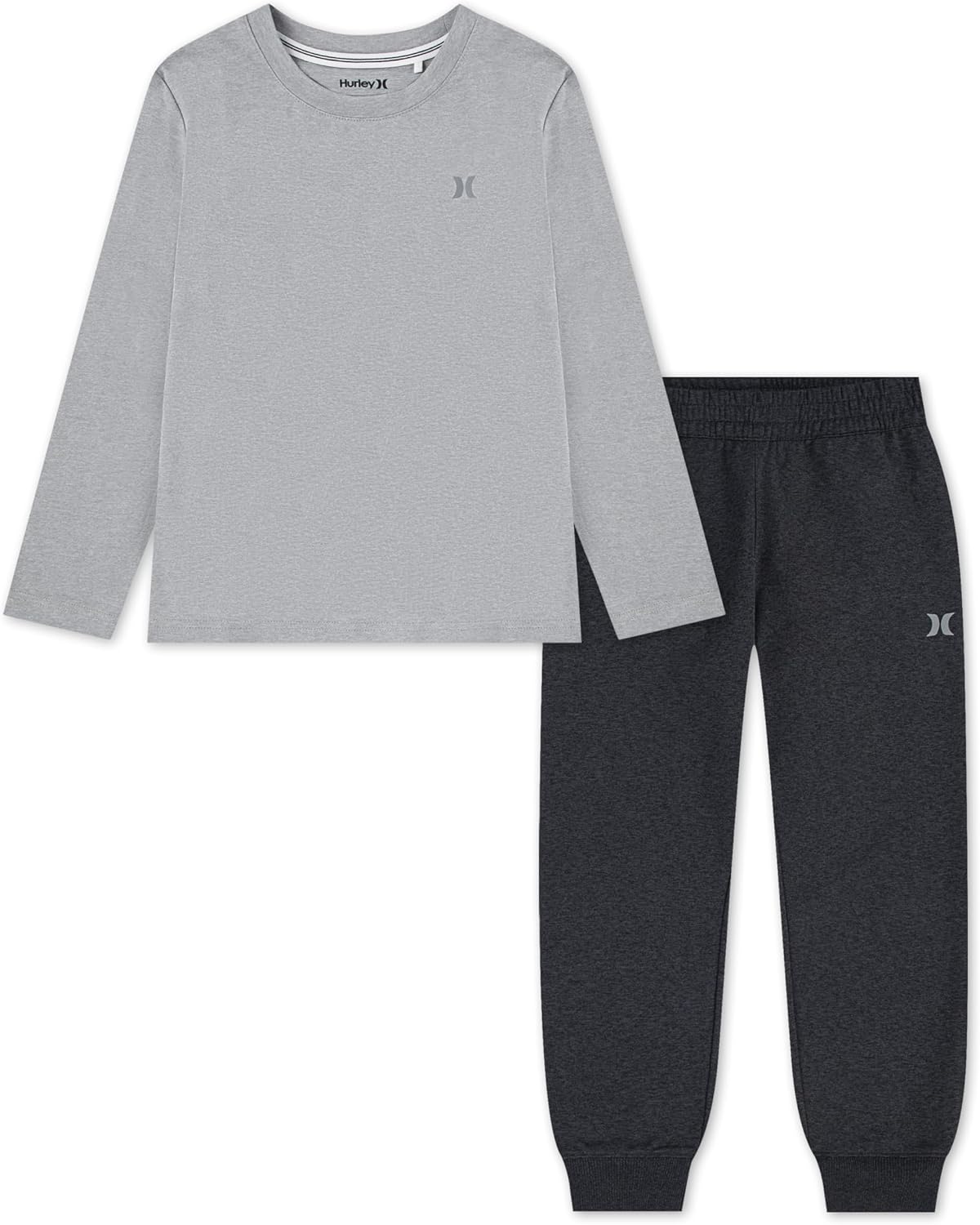 Hurley Boys' Long Sleeve Soft Basic T-shirt and Joggers 2-piece Outfit Set