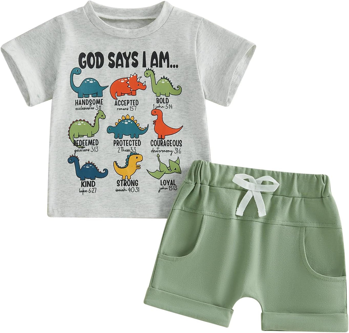Toddler Boys Summer Clothes Kids Dinosaur Outfit Short Sleeve T Shirt Shorts Sets 6 12 18 24 Months 2T 3T 4T