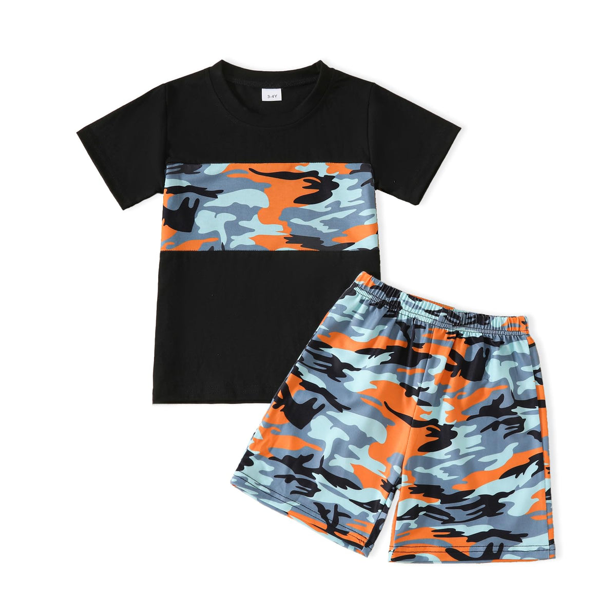 4-8T Toddler Boys 2-Piece Summer Casual Outfit Striped Print Short Sleeve T-Shirt & Shorts Set