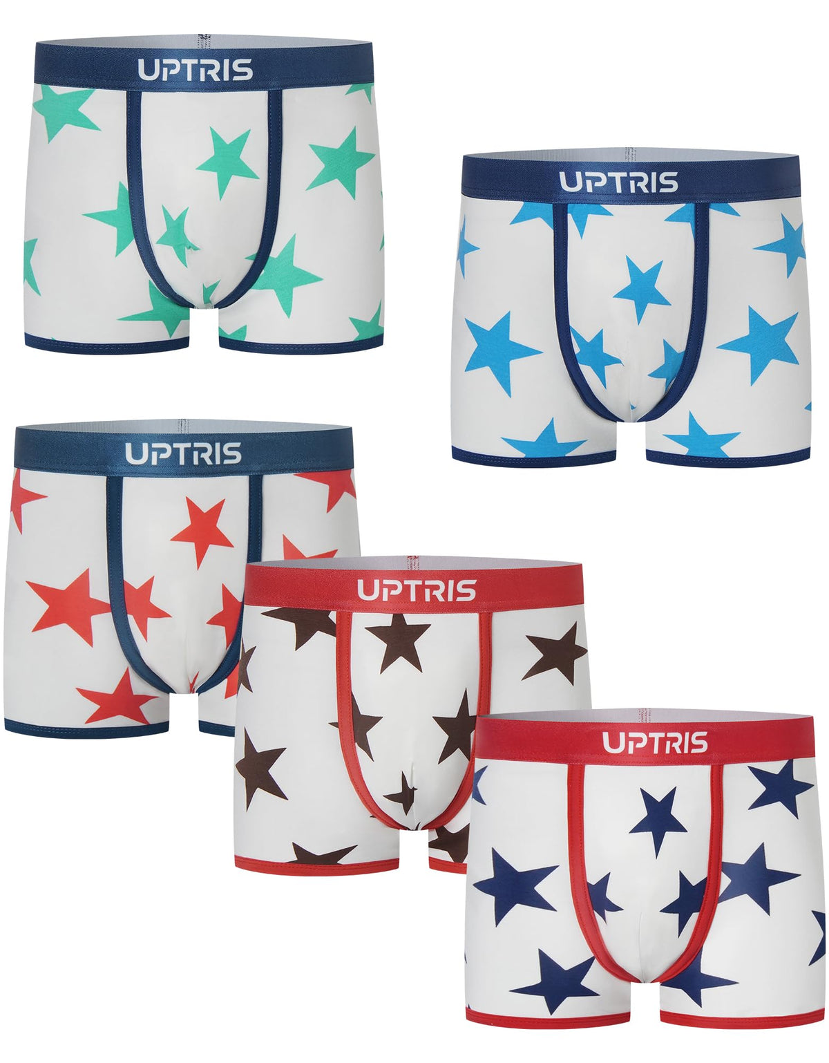 UPTRIS Boys Boxer Briefs Cotton Underwear Star Print Lightweight Mlutipacks