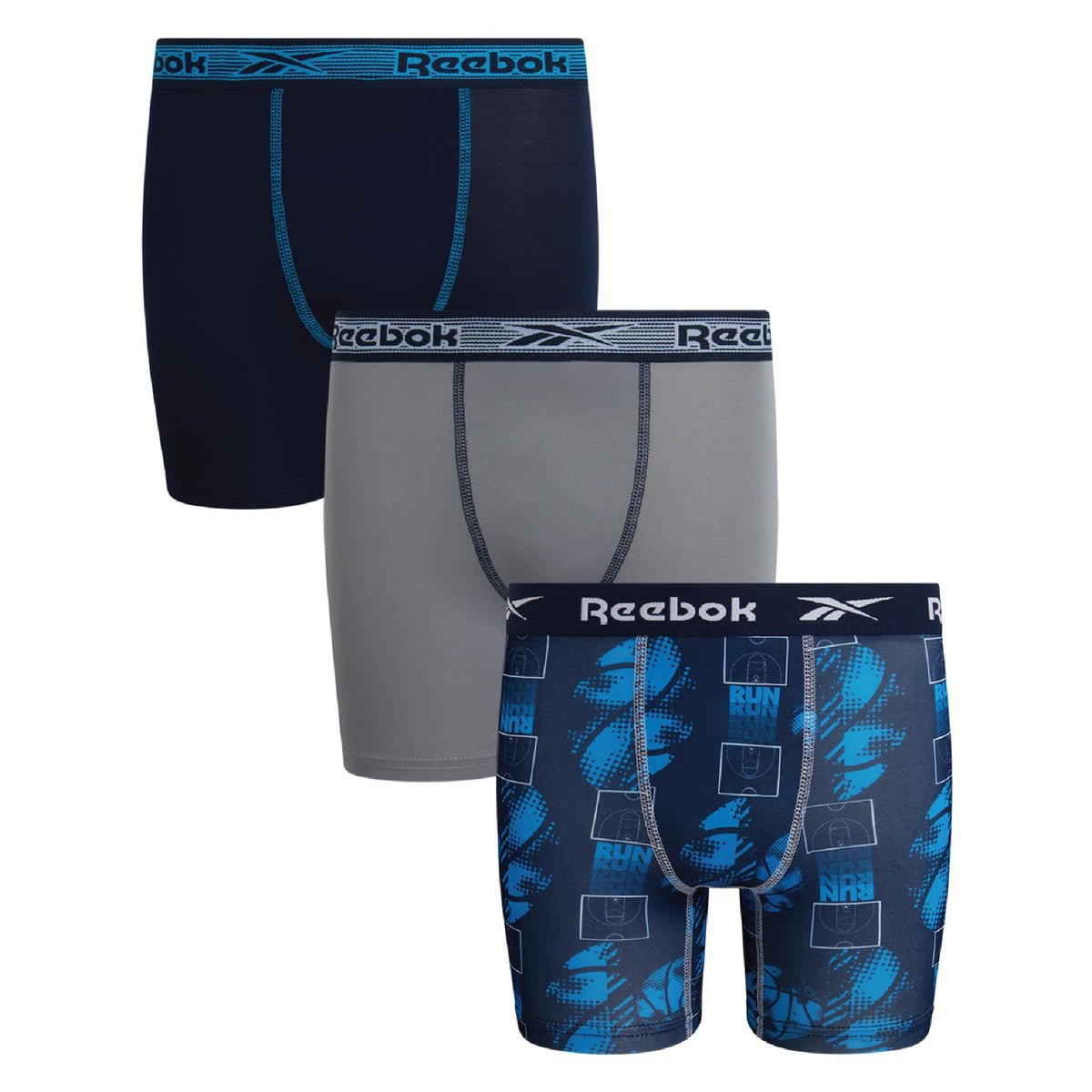Reebok Boys Boxer Briefs - 3 Pack Performance Underwear Boxers, 5" Inseam