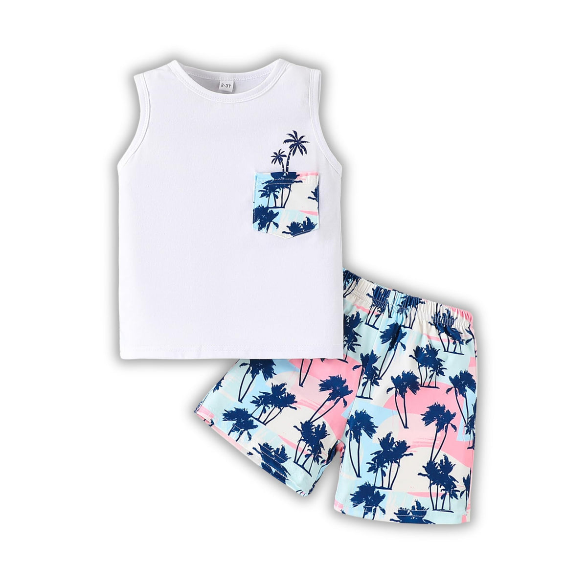 2-7 T Toddler Baby Boy Outfits Shorts Sleeve Summer Beach Cocos T Shirts + Shorts Clothing Set