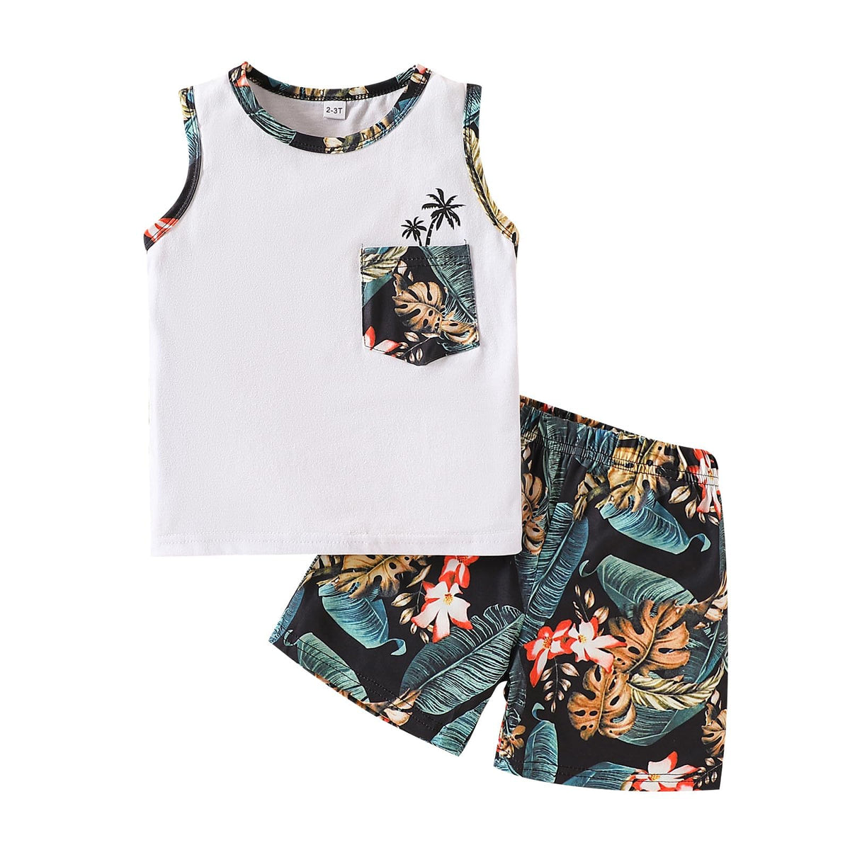 2-7 T Toddler Baby Boy Outfits Shorts Sleeve Summer Beach Cocos T Shirts + Shorts Clothing Set