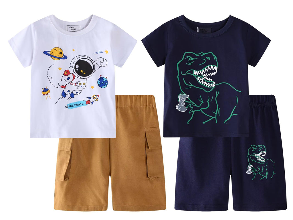 Toddler Boy Summer Clothes Outfits Short Sleeve Shirt Set 2-7 Years