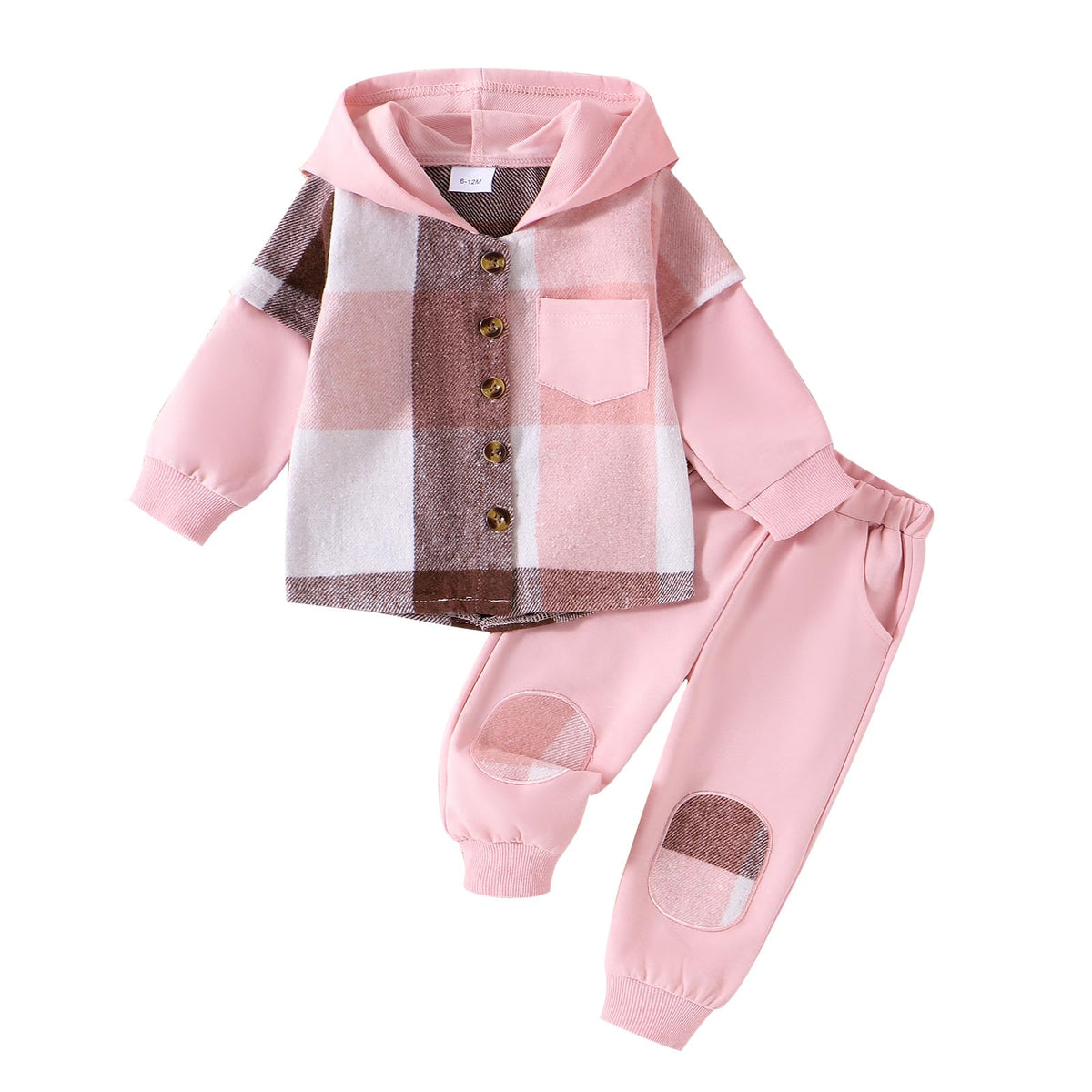 Douhoow Toddler Unisex Baby Clothes Boys Girls Flannel Shirt Tops Plaid Hoodie Sweatshirt + Sweatpants Fall Winter Outfits