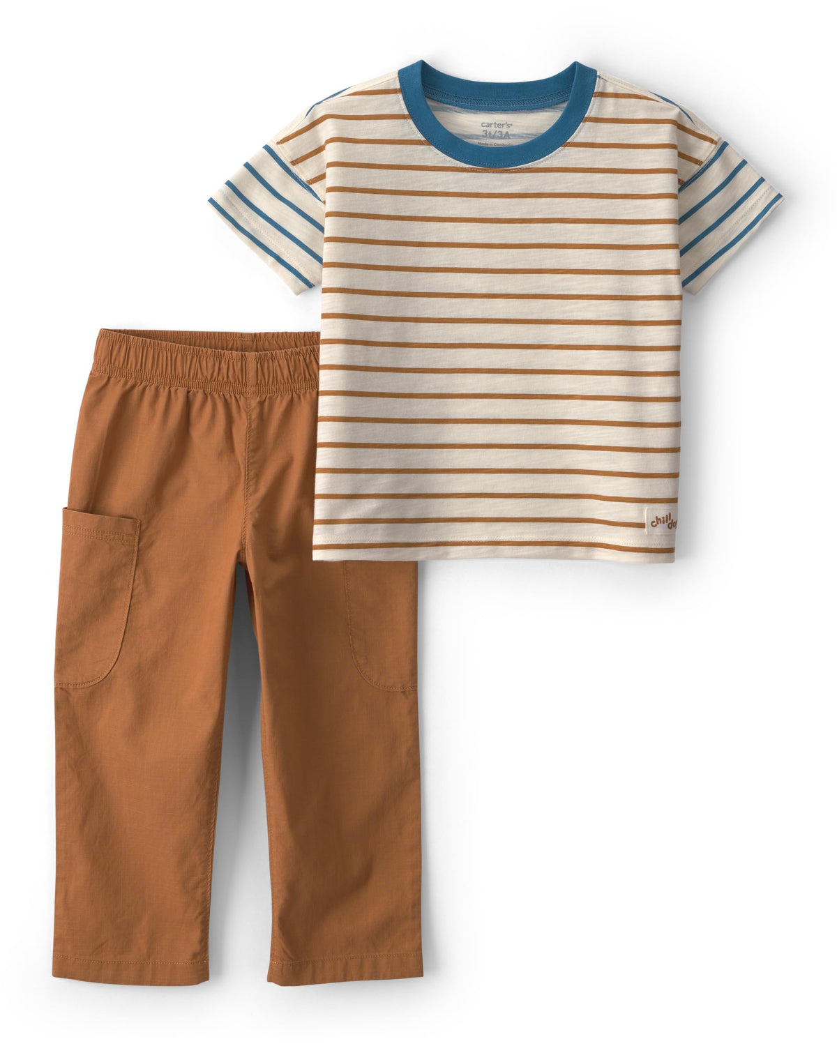 Carter's Baby Boys' 2-piece Pant Set Navy Blue Grey Little Champ Print