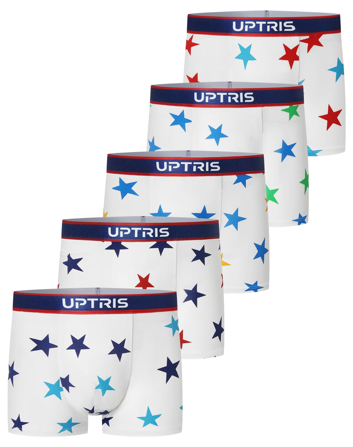 UPTRIS Boys Boxer Briefs Cotton Underwear Star Print Lightweight Mlutipacks