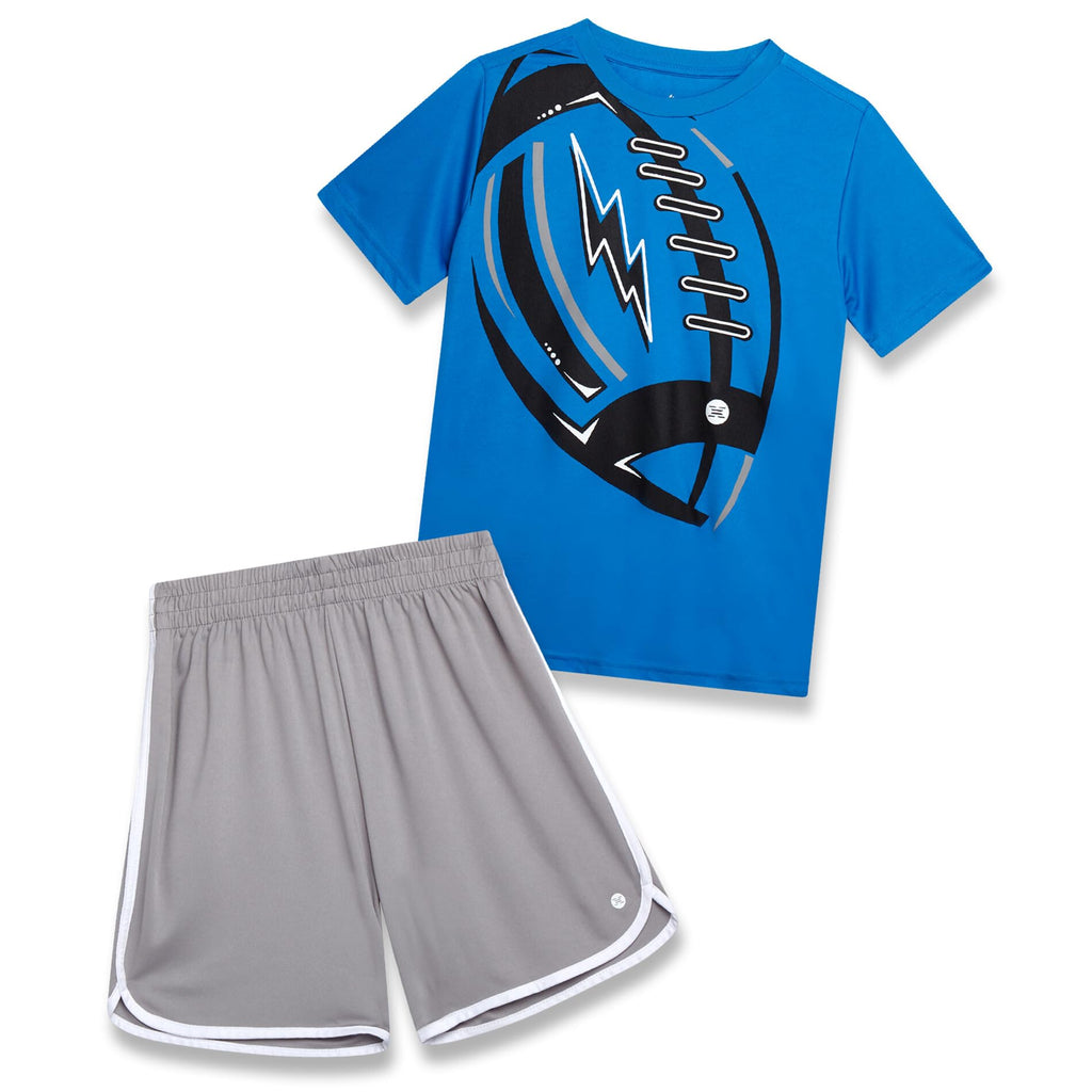RBX Boys 2 Piece Graphic Tees & Mesh Gym Shorts Set, Elastic Waistband